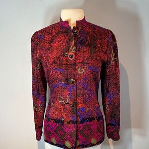 Vintage Anne Crimmins for Umi Collections 100% silk colourful jacket size 6